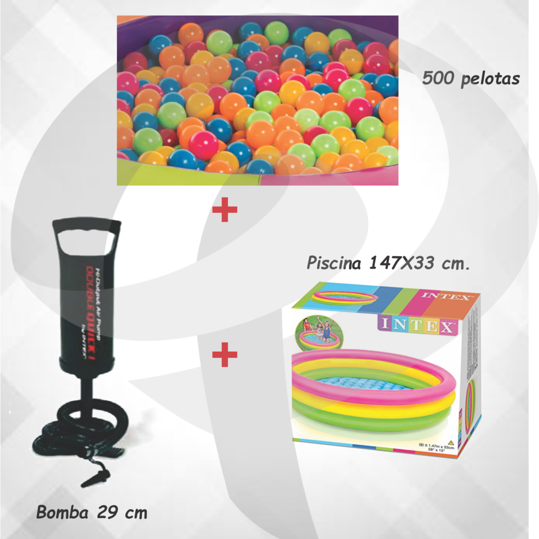 combo piscina y pelotas