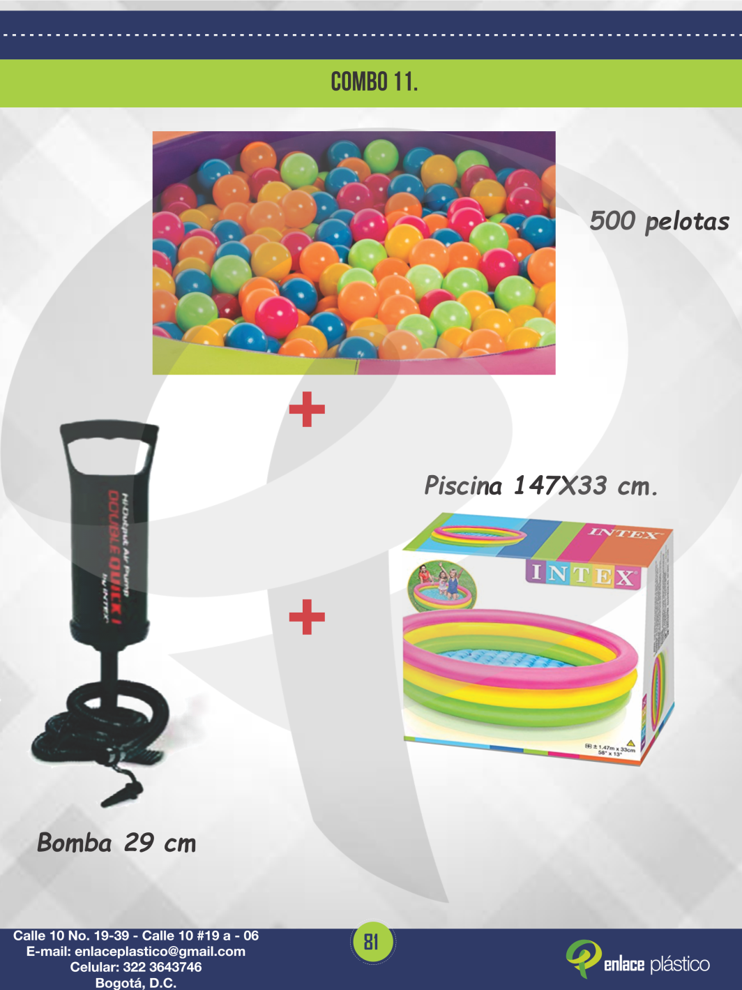 combo piscina y pelotas