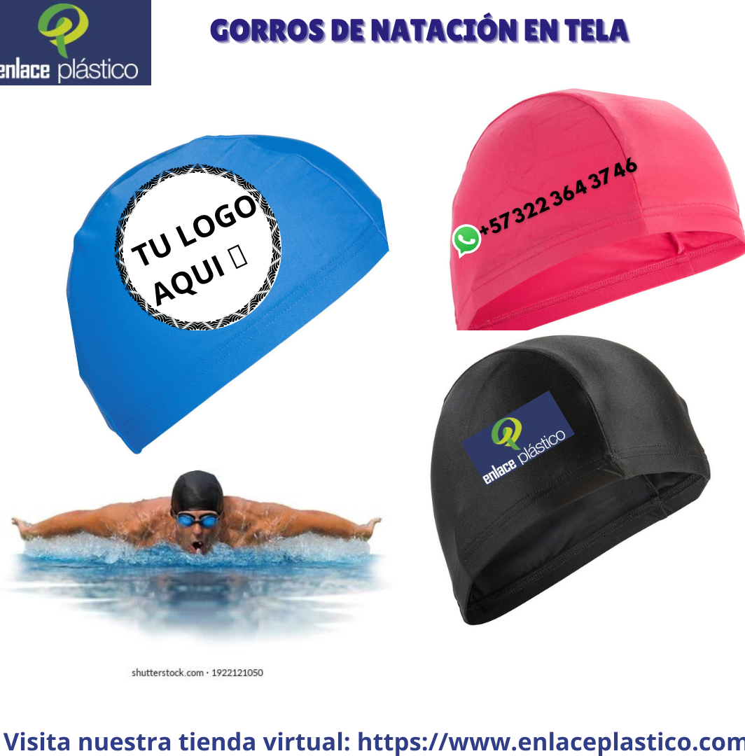 Gorro de natación en tela azul para adultos